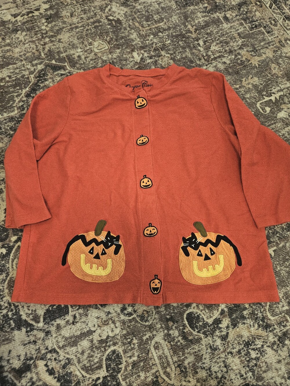 Womens Onque Casual L HALLOWEEN PUMPKIN CARDIGAN JUMPER Novelty Feminine Flawed*